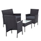 Gardeon 4-piece Outdoor Lounge Setting Wicker Patio Furniture Dining Set Grey