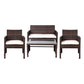 Set of 4 Outdoor Lounge Setting Rattan Patio Wicker Dining Set Brown