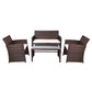 Set of 4 Outdoor Lounge Setting Rattan Patio Wicker Dining Set Brown