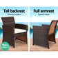 Set of 4 Outdoor Lounge Setting Rattan Patio Wicker Dining Set Brown