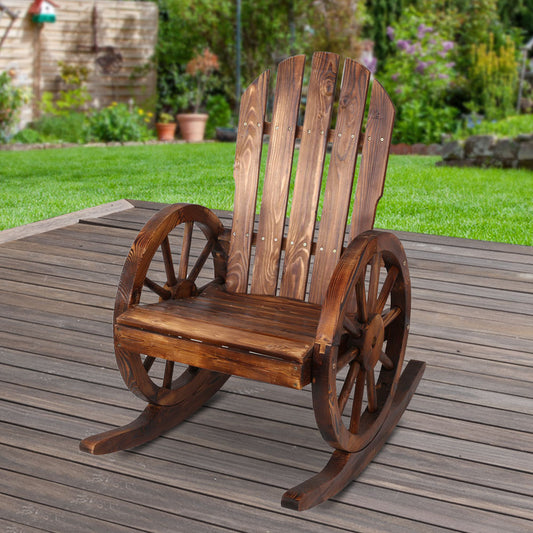 Wagon Wheels Rocking Chair - Brown