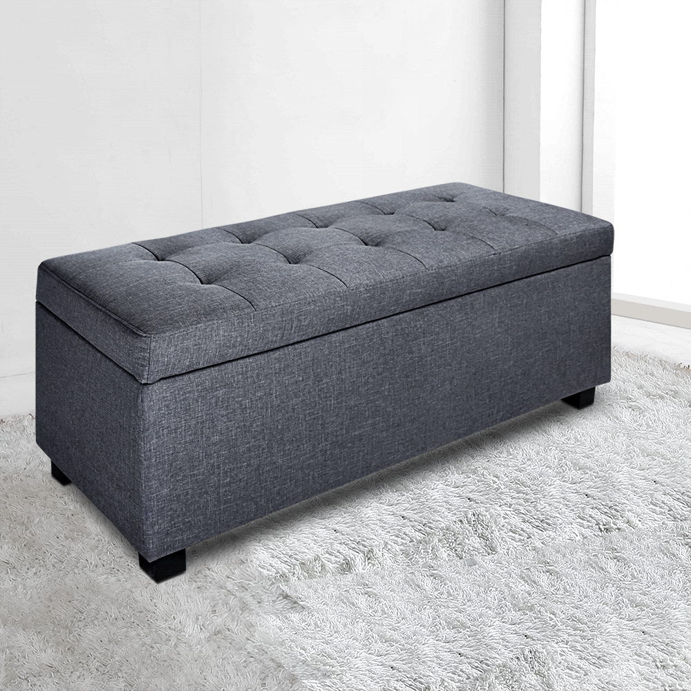 Artiss Large Fabric Storage Ottoman - Grey