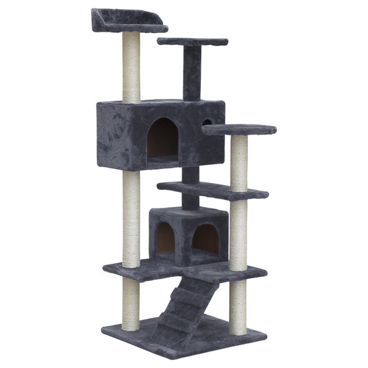 i.Pet Cat Tree 134cm Trees Scratching Post Scratcher Tower Condo House Furniture Wood Grey