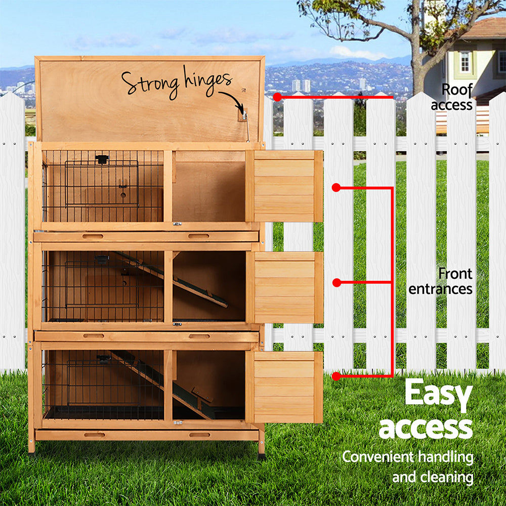 i.Pet Rabbit Hutch Wooden Cage Pet hutch Chicken Coop 91.5cm x 46cm x 116.5cm