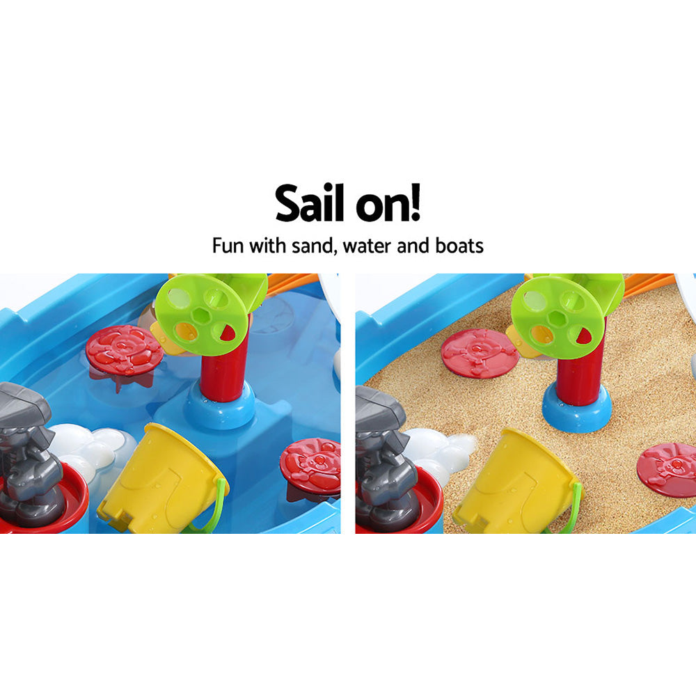 Keezi Kids Beach Sand and Water Toys Outdoor Table Pirate Ship Childrens Sandpit