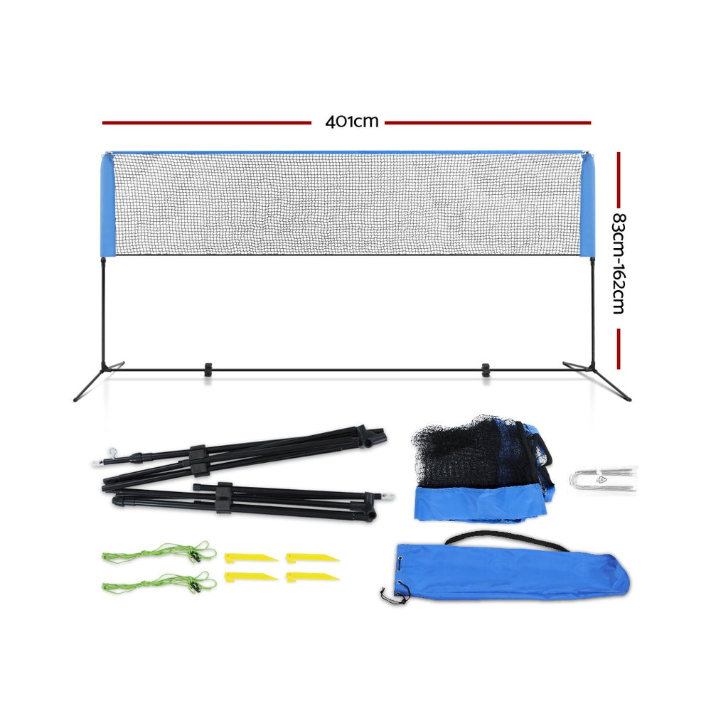 Everfit Portable Sports Net Stand Badminton Volleyball Tennis Soccer 4m 4ft Blue