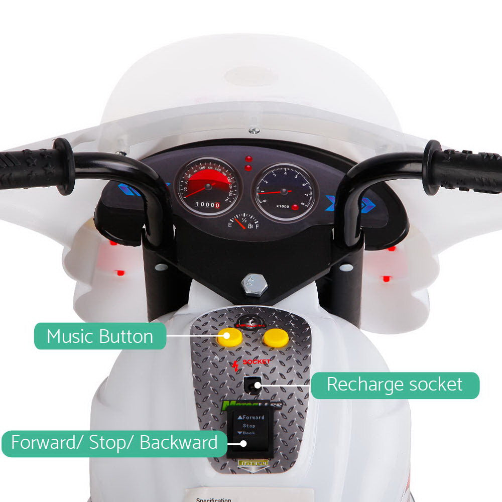 Kids Ride On Motorbike Motorcycle Car Toys White