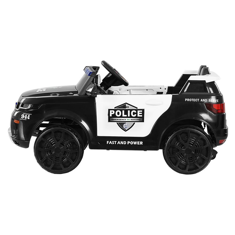 Kids Ride On Car Electric Patrol Police Toy Cars Remote Control 12V Black