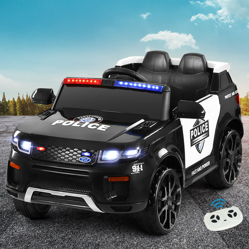 Kids Ride On Car Electric Patrol Police Toy Cars Remote Control 12V Black