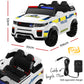 Kids Ride On Car Electric Patrol Police Toy Cars Remote Control 12V White