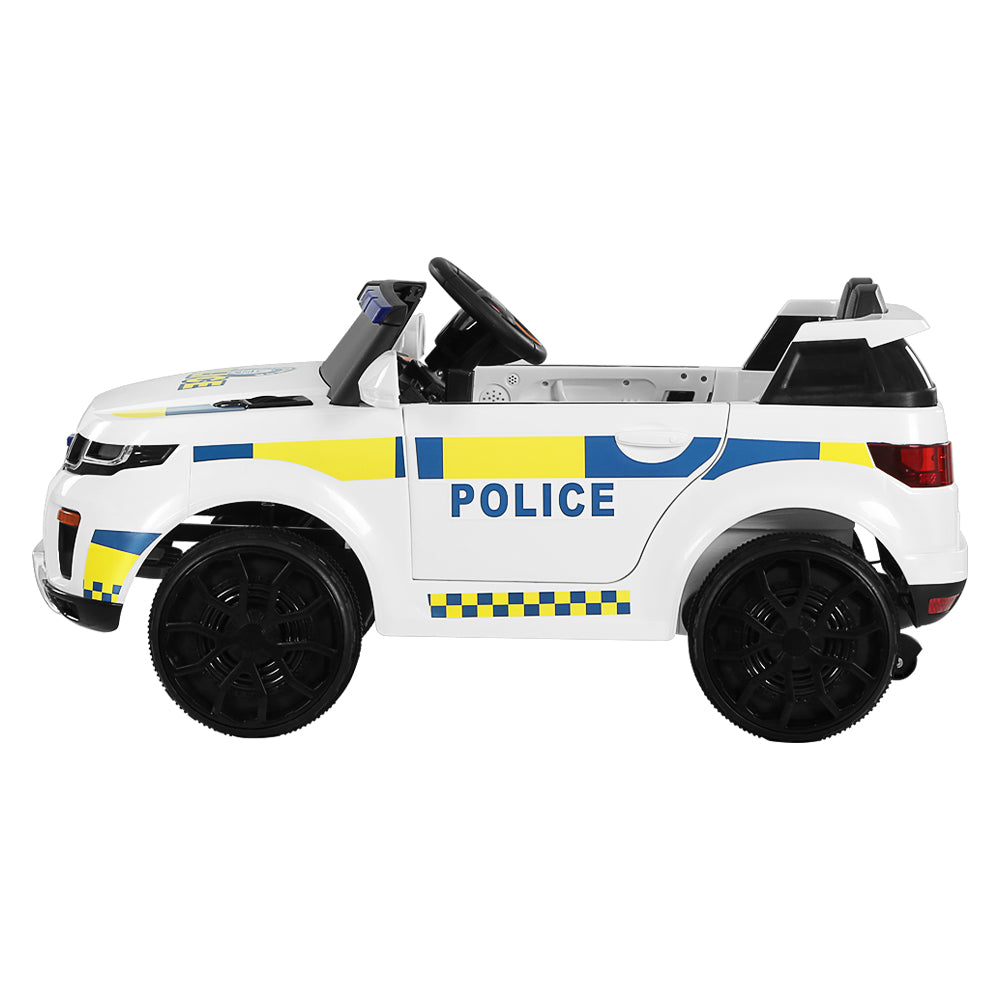 Kids Ride On Car Electric Patrol Police Toy Cars Remote Control 12V White