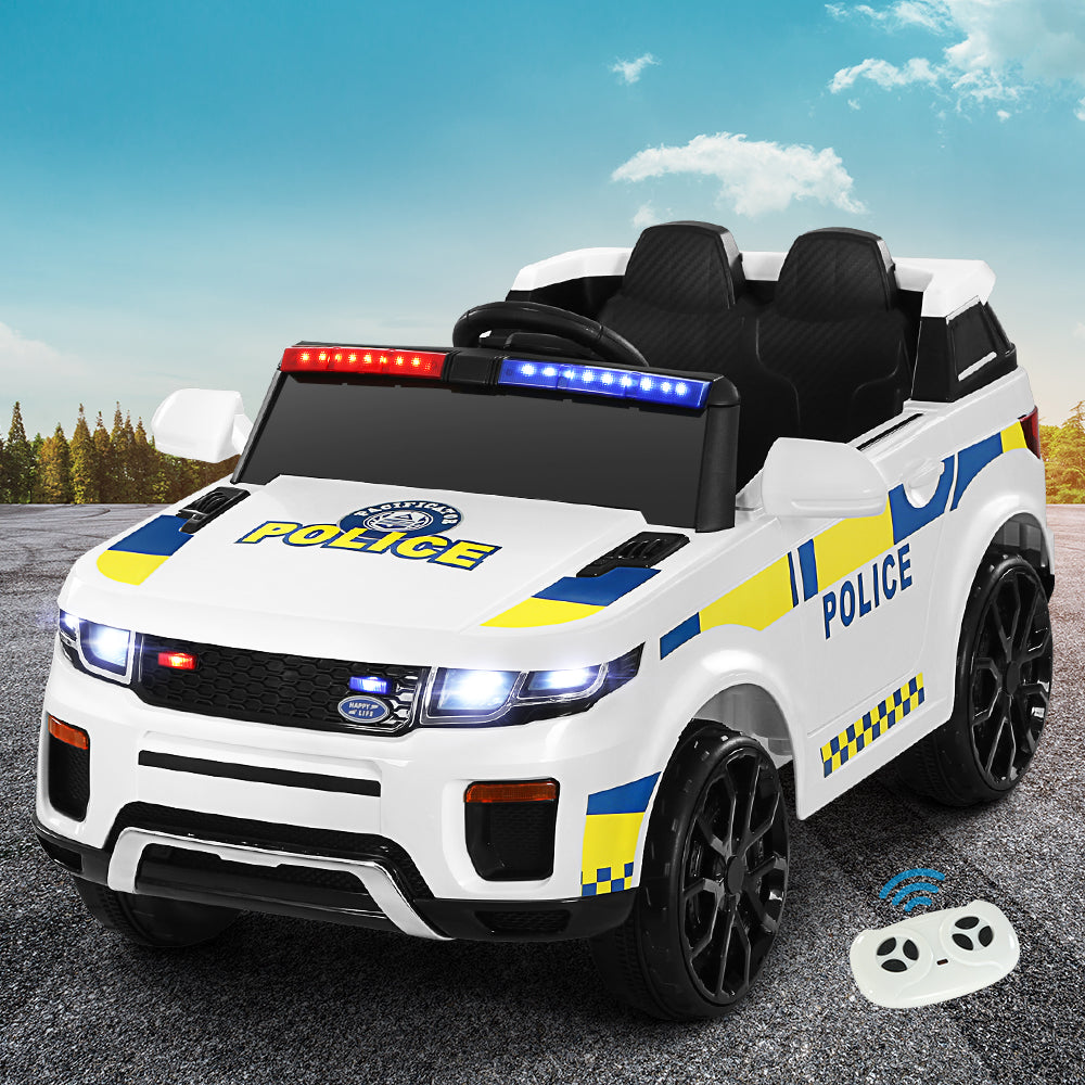 Kids Ride On Car Electric Patrol Police Toy Cars Remote Control 12V White