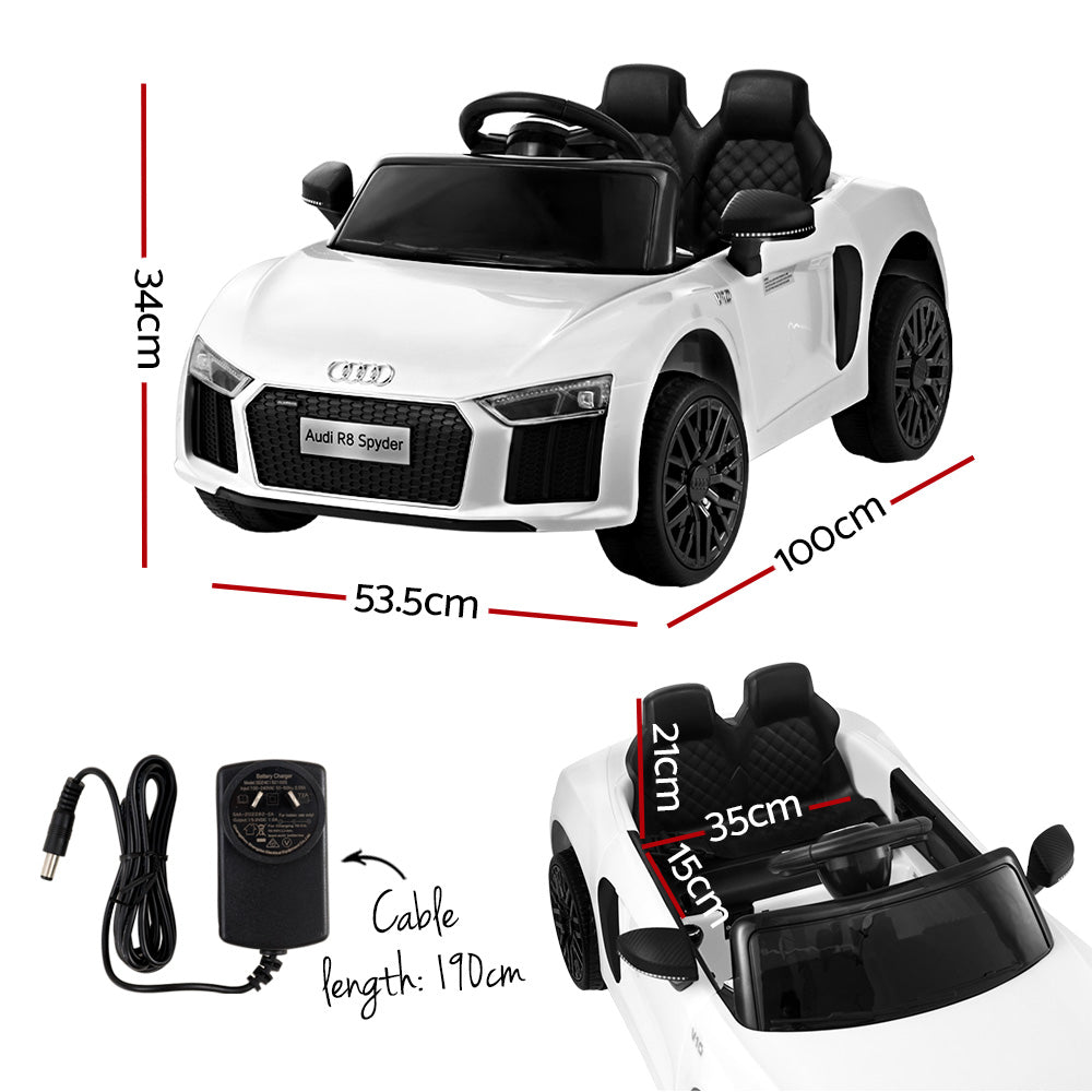 Kids Ride On Car Audi R8 Licensed Sports Electric Toy Cars 12V Battery White