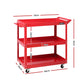 Giantz Tool Cart 3 Tier Parts Steel Trolley Mechanic Storage Organizer Red