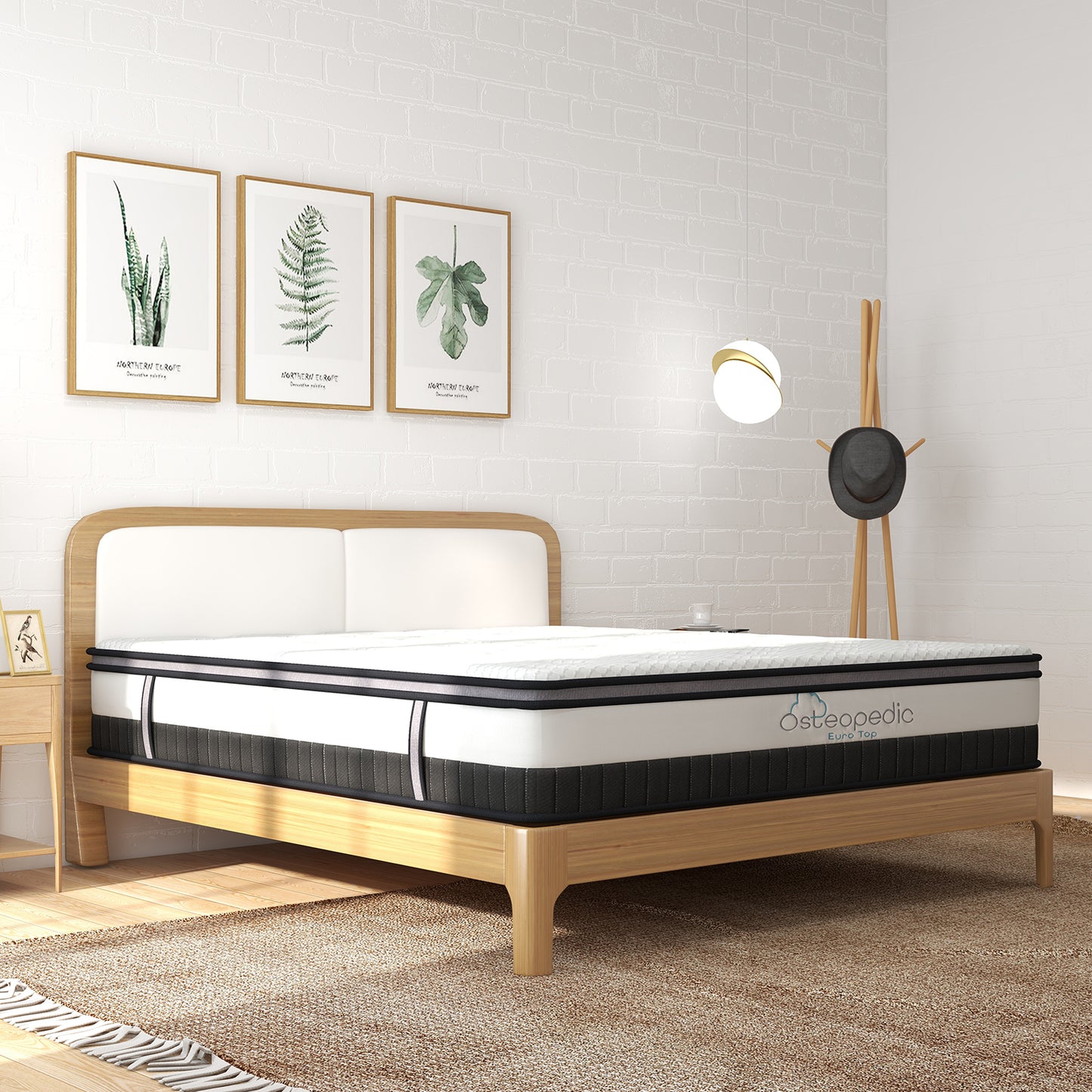 Osteopedic Euro Top Mattress Pocket Spring Medium Firm Hybrid Design Bed 30CM - Single - White