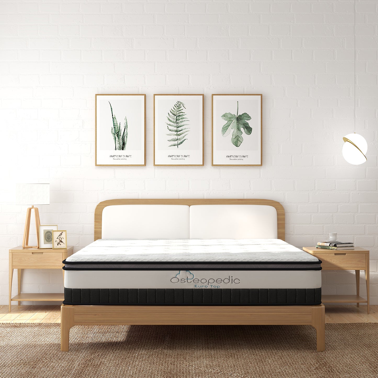 Osteopedic Euro Top Mattress Pocket Spring Medium Firm Hybrid Design Bed 30CM - King Single - White