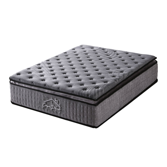 Casa Decor Bamboo Charcoal Mattress Pocket Spring Pillowtop 5 Zone 32cm Depth - Double - Charcoal