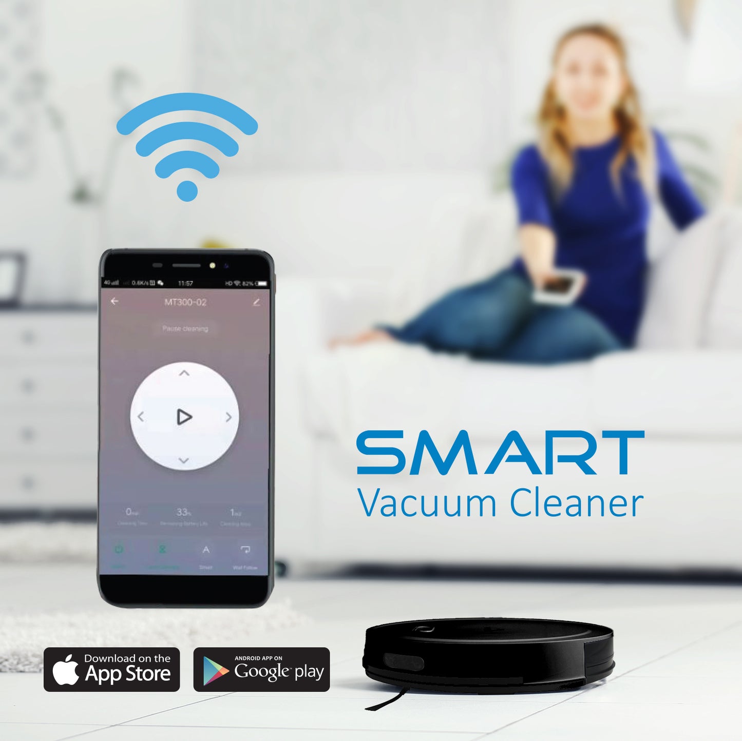 Smart Robotic Vacuum Cleaner App Controlled Carpet Floors Auto Robot