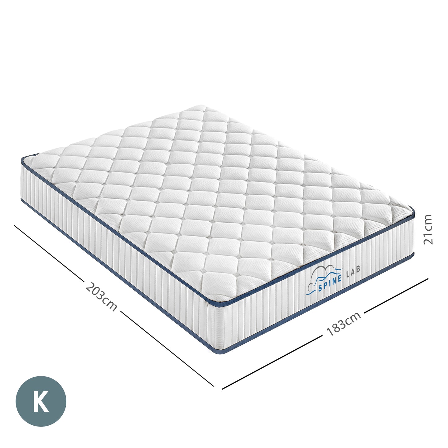 Mattress 5 Zone 21cm Medium Firm Foam Bonnell Spring - King - White