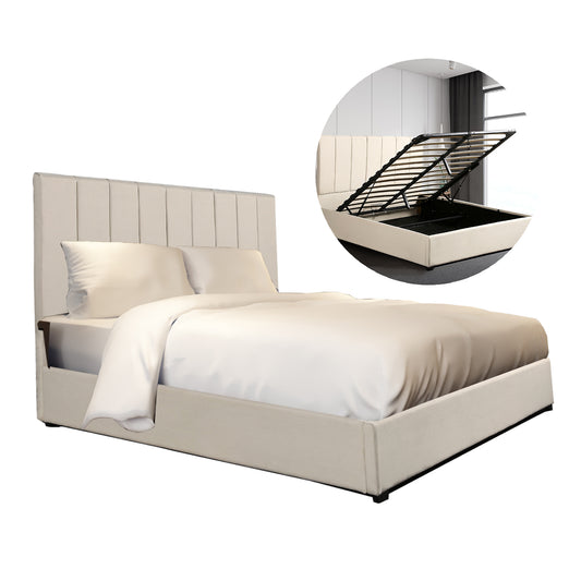 Milano Decor Vaucluse Gas Lift Storage Bed Cream - King