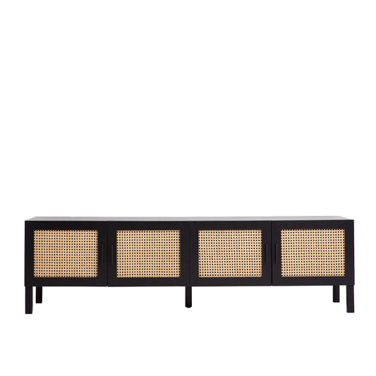 Casa Decor Tulum Rattan Entertainment Unit TV Stand Cabinet Storage Black