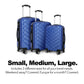 Luxury Travel Luggage Set 3 Piece ABS Hard Case Durable Lightweight - Blue