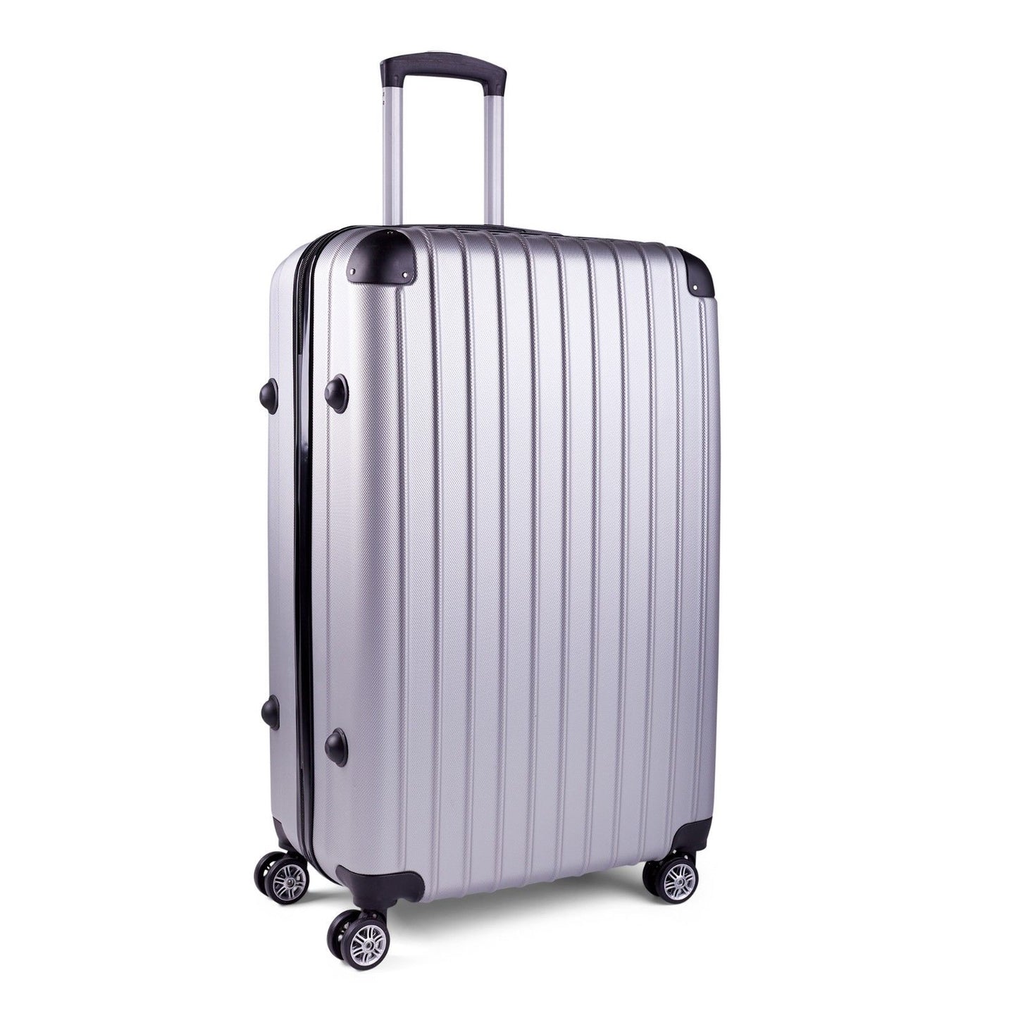 Milano Premium 3pc ABS Luggage Suitcase Luxury Hard Case Shockproof Travel Set - Silver