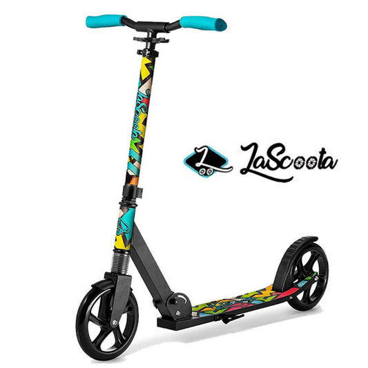 Lascoota Pulse Kick Push Commuter Scooter Teen Adult Graphic Black