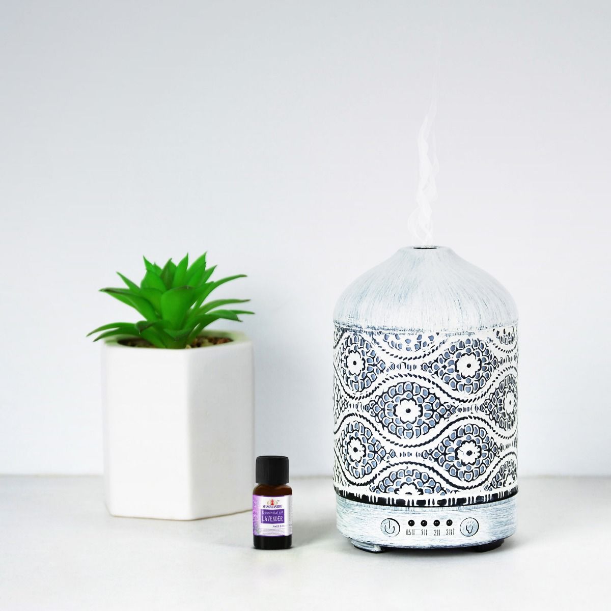 activiva 100ml Metal Essential Oil and Aroma Diffuser-Vintage White