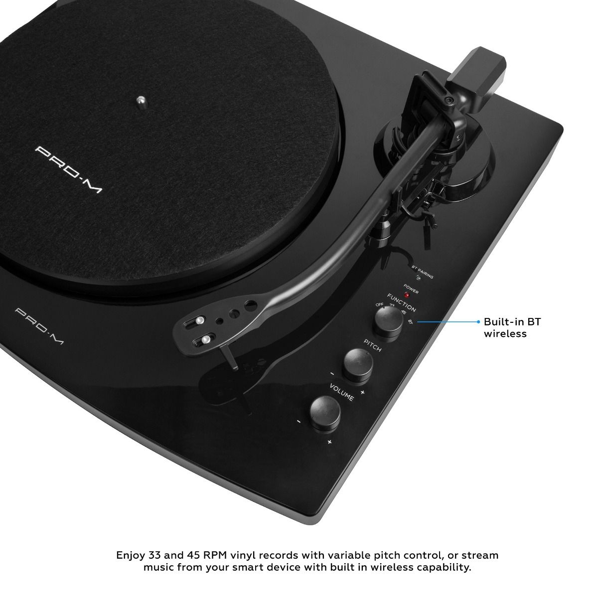 mbeat Pro-M Turntable with Bluetooth Speakers (Black)