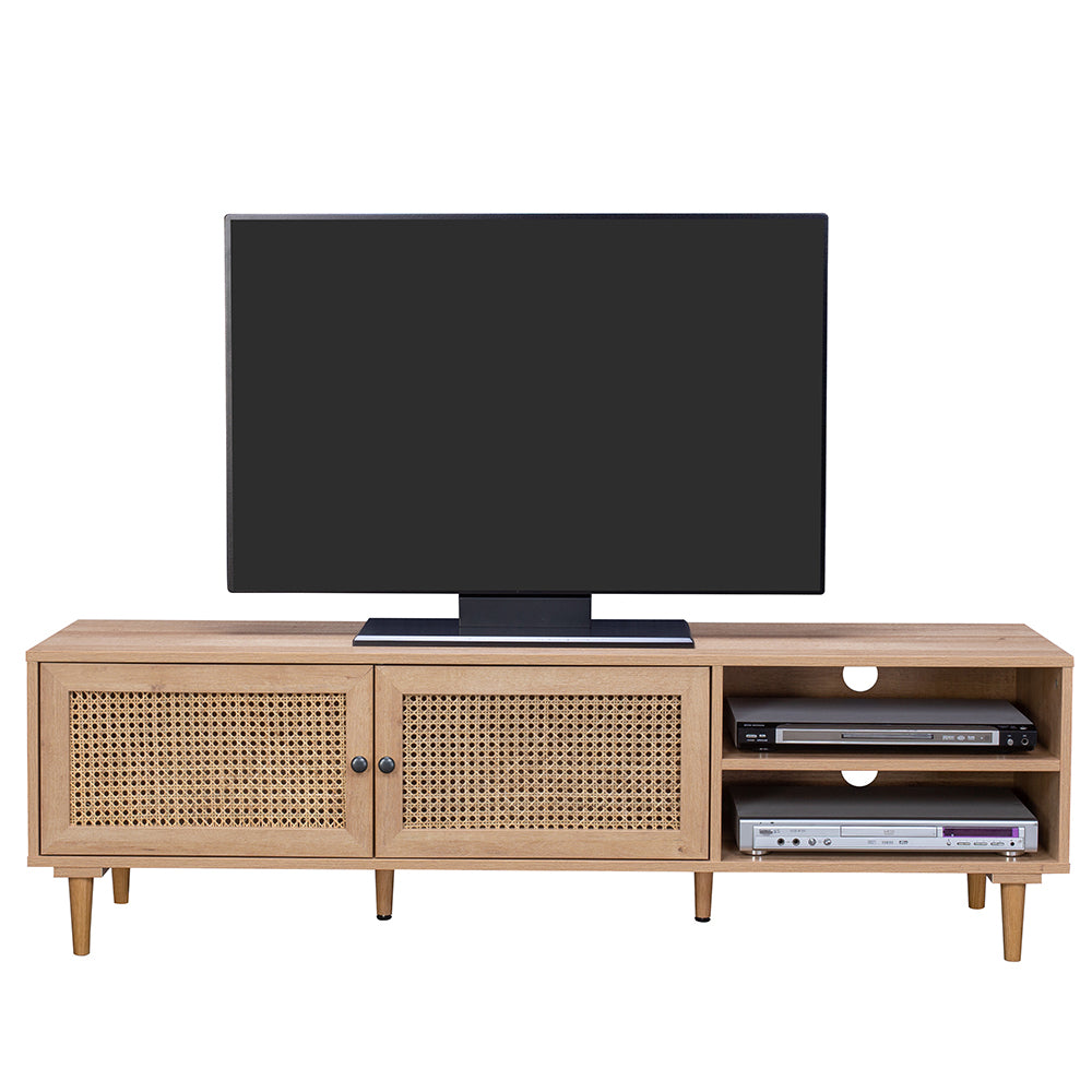 Natura Rattan TV Stand Entertainment Unit With 2 Doors & Shelves