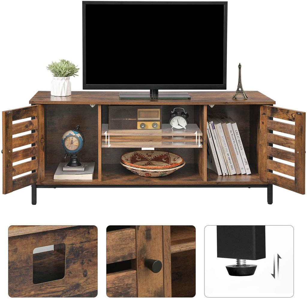 VASAGLE TV Stand Console Unit with Shelves Storage Rustic Brown and Black LTV43BX