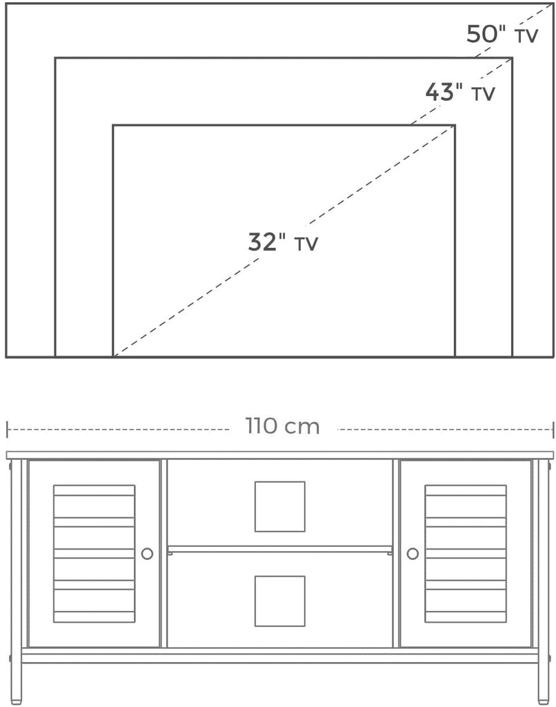 VASAGLE TV Stand Console Unit with Shelves Storage Rustic Brown and Black LTV43BX