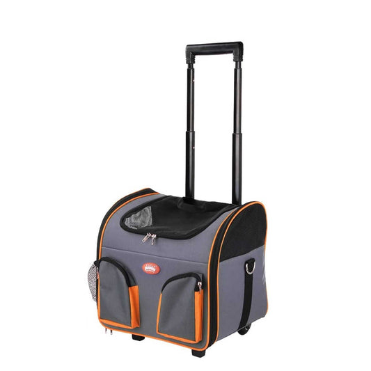 Pet Trolley Dog Cat Puppy Travel Wheeled Cart Portable Foldable Carrier Orange