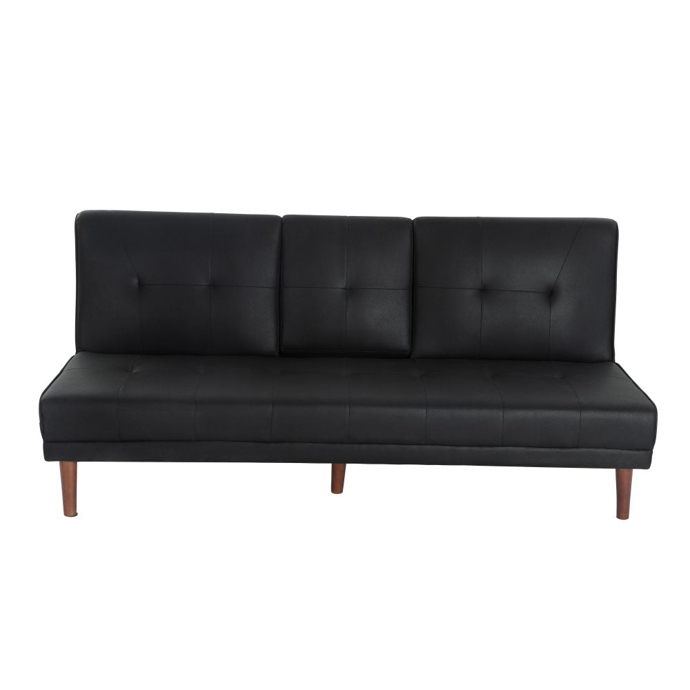 3 Seater Adjustable Sofa Bed With Cup Holder Black