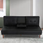 3 Seater Adjustable Sofa Bed With Cup Holder Black