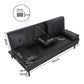 3 Seater Adjustable Sofa Bed With Cup Holder Black