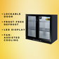 208L Double Door Commercial Bar Wine Fridge Drinks Chiller in Black