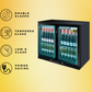 208L Double Door Commercial Bar Wine Fridge Drinks Chiller in Black