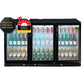 318L 3-Door Commercial Wine Bar Fridge Chiller Can Cooler Mini Freezer in Black