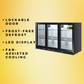 318L 3-Door Commercial Wine Bar Fridge Chiller Can Cooler Mini Freezer in Black