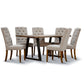 Begonia 7pc Dining Set 180cm Live Edge Table 6 Beige Fabric Chair Mango Wood