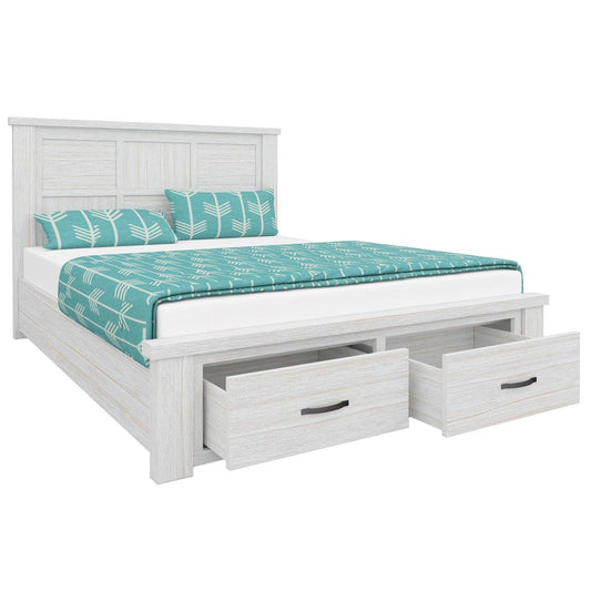 Foxglove Bed Frame Double Size Wood Mattress Base With Storage Drawers - White