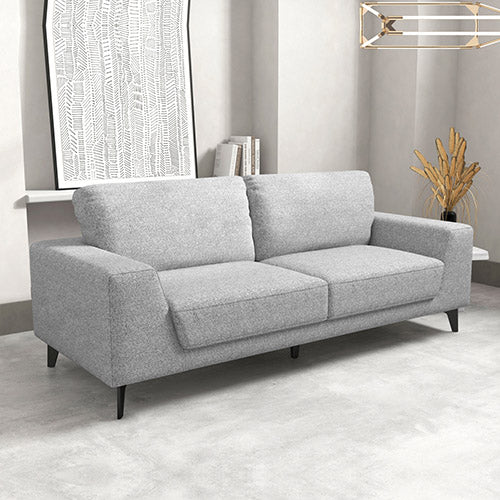 2 Seater Sofa Light Grey Fabric Lounge Set for Living Room Couch with Solid Wooden Frame Black Legs