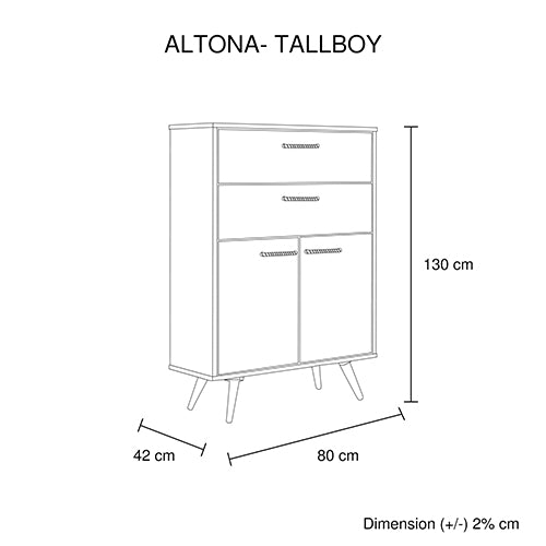 4 Drawers Tallboy Storage Cabinet Acacia Wood