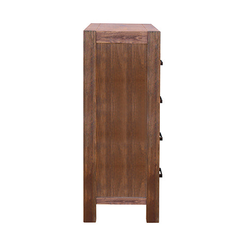 Tallboy with 4 Storage Drawers Solid Wooden Assembled in Chocolate Colour