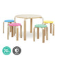 Home Master 5PCE Kids Wooden Table &amp; Coloured Stools Set Stackable Sturdy